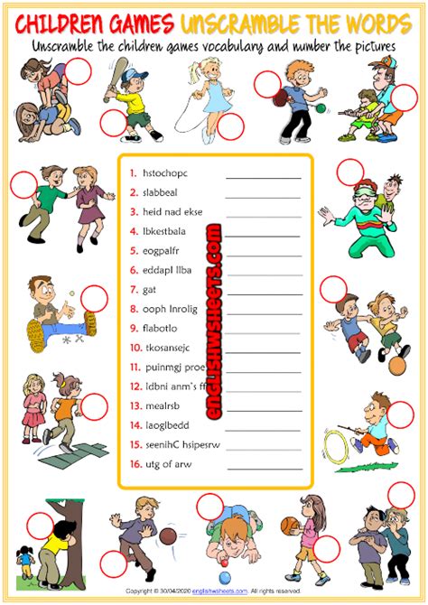 Vocabulary ESL Activities Games Worksheets .